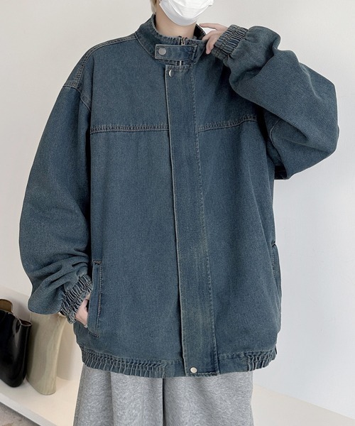 FVLMEN(フルメン)の「【FVLMEN】stand neck denim zip jacket/スタンドネック デニム ジップ ジャケット(デニムジャケット・メンズ・ブルー/ネイビー/ブラック・MEDIUM/LARGE/X-LARGE)」の14枚目の写真