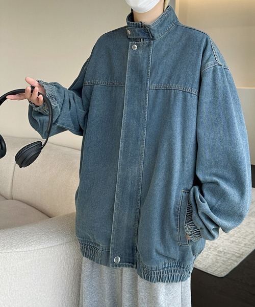 FVLMEN(フルメン)の「【FVLMEN】stand neck denim zip jacket/スタンドネック デニム ジップ ジャケット(デニムジャケット・メンズ・ブルー/ネイビー/ブラック・MEDIUM/LARGE/X-LARGE)」の7枚目の写真