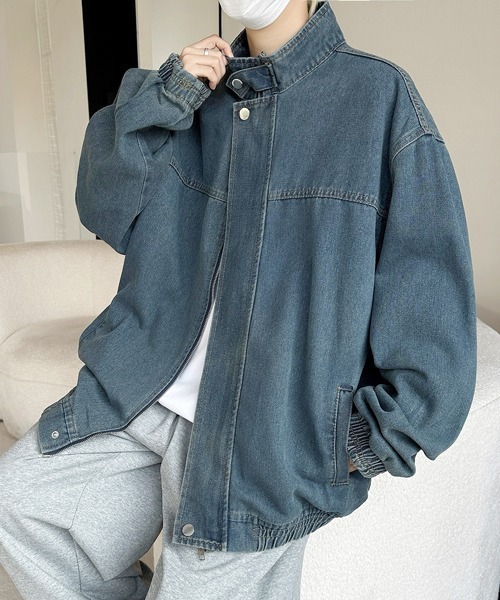 FVLMEN(フルメン)の「【FVLMEN】stand neck denim zip jacket/スタンドネック デニム ジップ ジャケット(デニムジャケット・メンズ・ブルー/ネイビー/ブラック・MEDIUM/LARGE/X-LARGE)」の8枚目の写真