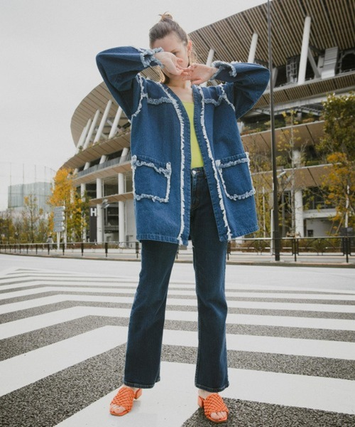 byYOUANCE（バイユアンス）の「フリンジデニムジャケット（デニムジャケット・レディース・ケミカルウォッシュ・FREE）」の5枚目の写真