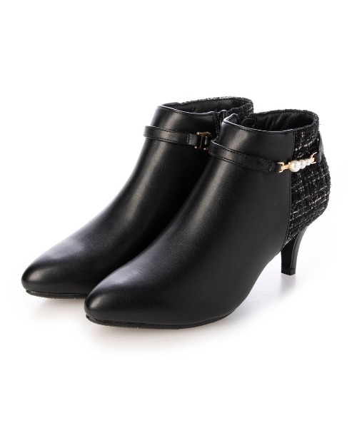 Elvis Luce（エルビスルーチェ）の「ElvisLuce(エルビスルーチェ)6.5cmヒールパールベルト2WYポインテッドトゥショート（ブーツ・レディース・ベージュ/ブラック系その他/ブラック・M/L/S/LL）」の17枚目の写真