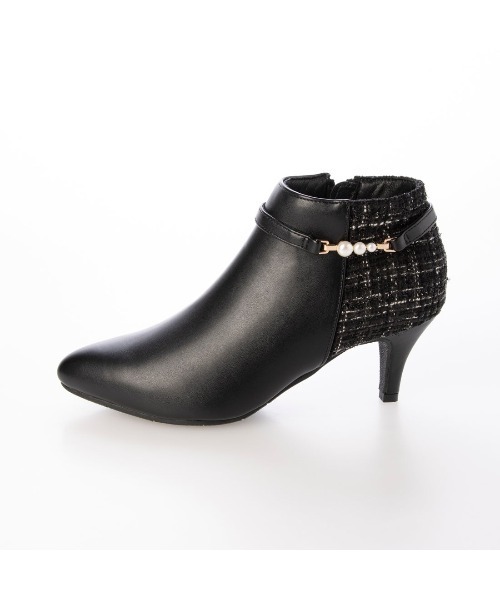 Elvis Luce（エルビスルーチェ）の「ElvisLuce(エルビスルーチェ)6.5cmヒールパールベルト2WYポインテッドトゥショート（ブーツ・レディース・ベージュ/ブラック系その他/ブラック・M/L/S/LL）」の14枚目の写真