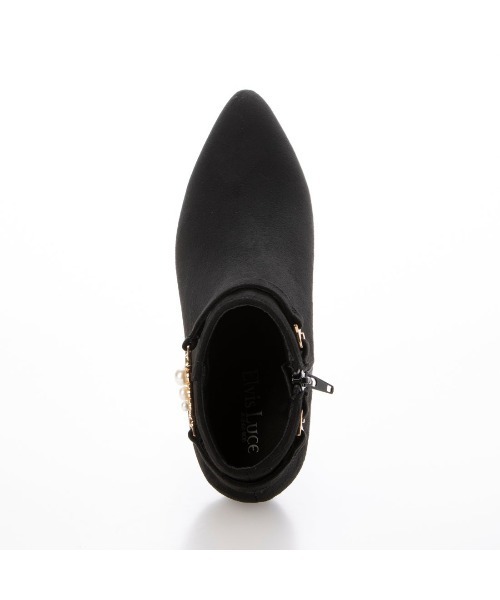 Elvis Luce（エルビスルーチェ）の「ElvisLuce(エルビスルーチェ)6.5cmヒールパールベルト2WYポインテッドトゥショート（ブーツ・レディース・ベージュ/ブラック系その他/ブラック・M/L/S/LL）」の7枚目の写真