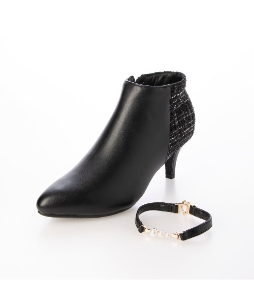 Elvis Luce（エルビスルーチェ）の「ElvisLuce(エルビスルーチェ)6.5cmヒールパールベルト2WYポインテッドトゥショート（ブーツ・レディース・ベージュ/ブラック系その他/ブラック・M/L/S/LL）」の20枚目の写真