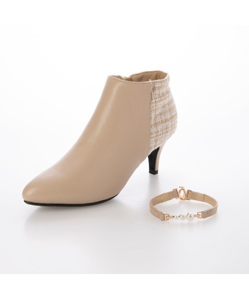 Elvis Luce（エルビスルーチェ）の「ElvisLuce(エルビスルーチェ)6.5cmヒールパールベルト2WYポインテッドトゥショート（ブーツ・レディース・ベージュ/ブラック系その他/ブラック・M/L/S/LL）」の18枚目の写真