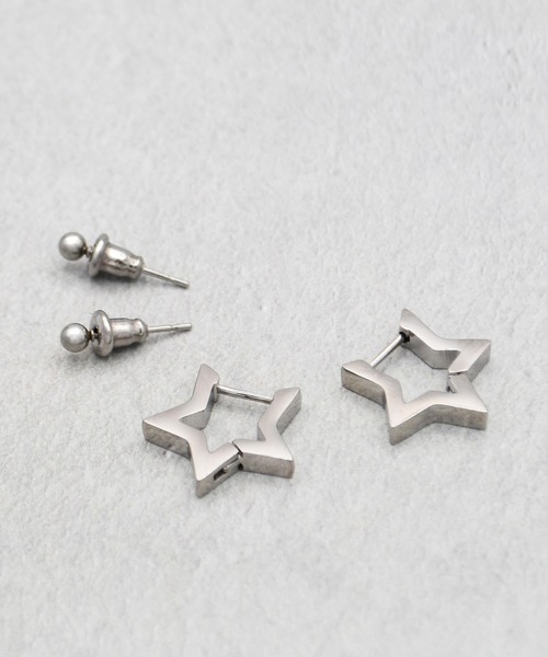 Diliraba(ディリラバ)の「【Diliraba】ステンレス スターフープピアスセット(ピアス(両耳用)・レディース・ゴールド/シルバー・FREE)」の3枚目の写真