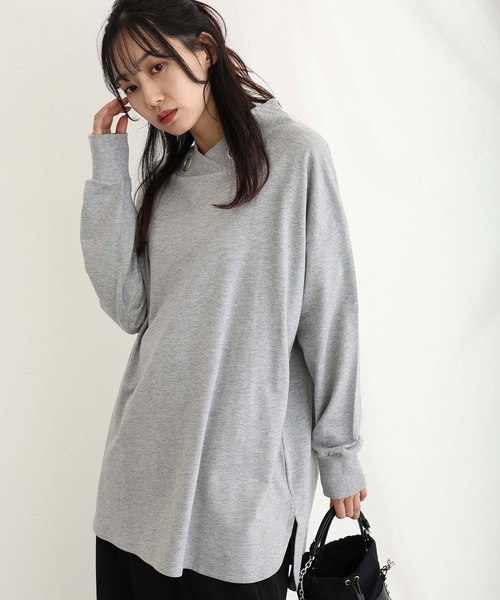 ハイネックオーバーサイズトップス（Tシャツ/カットソー）｜ElegChic（エレグシック）
