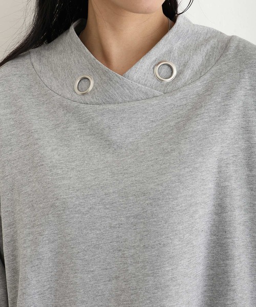 ElegChic（エレグシック）の「ハイネックオーバーサイズトップス（Tシャツ/カットソー・レディース・ライトカーキ/杢グレー/ブラック・M/XL/4L）」の16枚目の写真