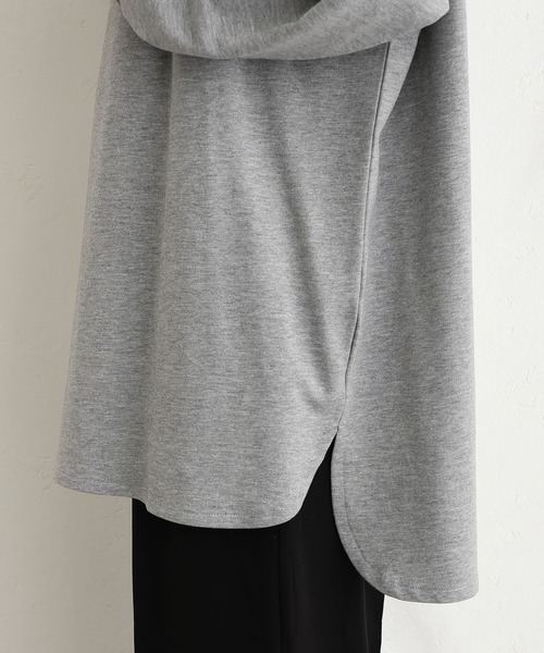 ElegChic（エレグシック）の「ハイネックオーバーサイズトップス（Tシャツ/カットソー・レディース・ライトカーキ/杢グレー/ブラック・M/XL/4L）」の19枚目の写真