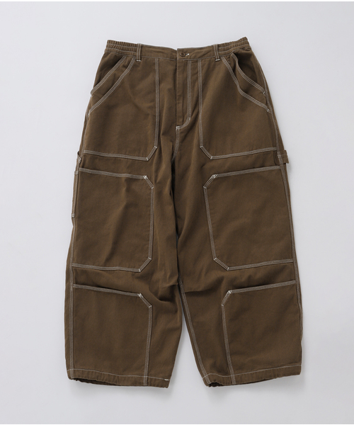 ANGLAN(アングラン)の「ANGLAN / アングラン Spread Panel Twill Work Pants(カーゴパンツ・レディース・ブラウン・FREE)」の1枚目の写真