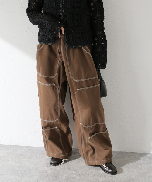 ANGLAN(アングラン)の「ANGLAN / アングラン Spread Panel Twill Work Pants(カーゴパンツ・レディース・ブラウン・FREE)」の2枚目の写真