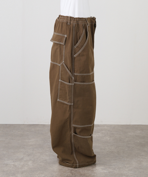 ANGLAN(アングラン)の「ANGLAN / アングラン Spread Panel Twill Work Pants(カーゴパンツ・レディース・ブラウン・FREE)」の10枚目の写真