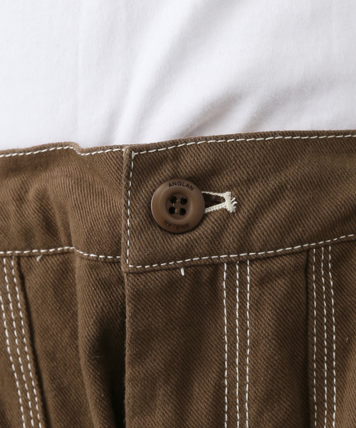 ANGLAN(アングラン)の「ANGLAN / アングラン Spread Panel Twill Work Pants(カーゴパンツ・レディース・ブラウン・FREE)」の20枚目の写真