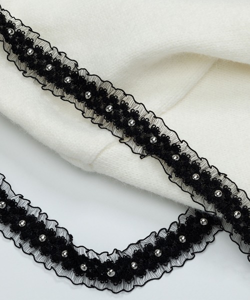 HOOK(フック)の「【HOOK】for girls オフショルダーリボン刺繍ニット(ニット/セーター・レディース・ピンク/ホワイト/ブラック・MEDIUM/SMALL)」の9枚目の写真