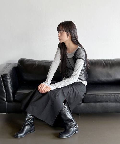 UNE MANSION（ユヌマンション）の「【UNE ORIGINAL】バックウエストゴムスリットプリーツロングスカート（スカート・レディース・ベージュ/グレー/ブラック・SMALL/MEDIUM）」の11枚目の写真