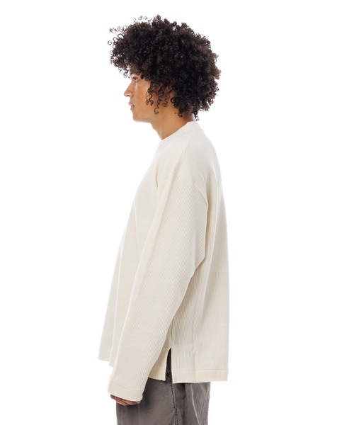 Sandinista(サンディニスタ)の「Roughly Cotton Knit Slit Top / ザックリスリット入りコットンニットトップ(ニット/セーター・メンズ・ピンク系/ブルー系その他/アイボリー・MEDIUM/SMALL/LARGE)」の12枚目の写真