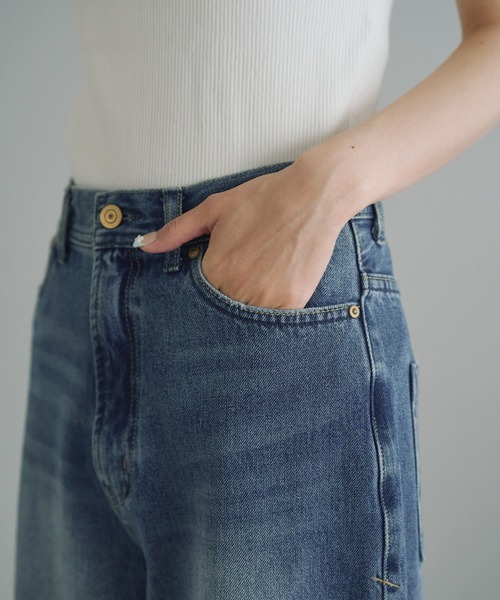 新品 PUAL CE CIN ベルト付きリラックスデニムパンツ ベルト付きリラックスデニムパンツ | PUAL CE CIN
