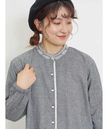 Samansa Mos2 | 襟刺繍レースブラウス(シャツ/ブラウス)