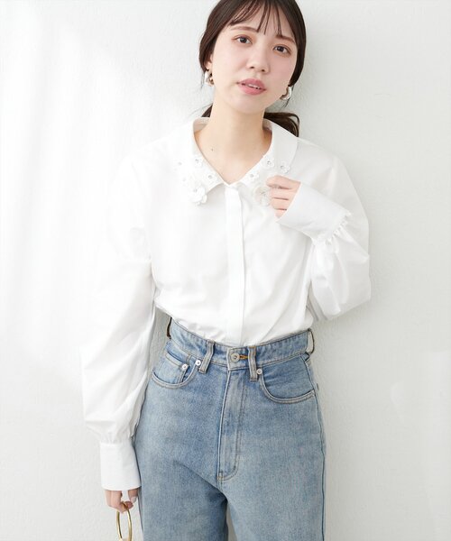 【美品】お花モチーフ BIG衿ブラウス【クリーニング済】 Dot＆Stripes CHILD WOMAN（ドットアンドストライプス