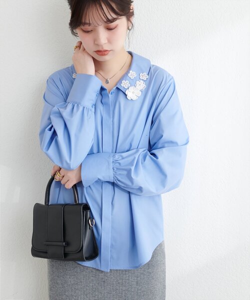 お花モチーフ衿ブラウス（シャツ/ブラウス）｜natural couture