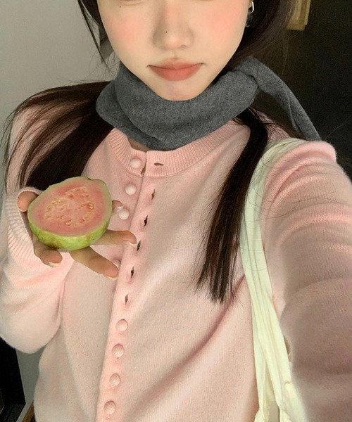 MEMECLE（メメクル）の「【 MEMECLE / メメクル 】フロントボタンニットカーディガン（カーディガン/ボレロ・レディース・ピンク/グレー・FREE）」の10枚目の写真