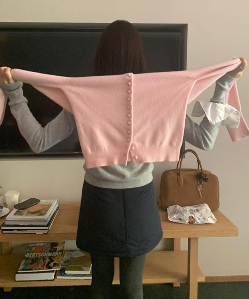 MEMECLE（メメクル）の「【 MEMECLE / メメクル 】フロントボタンニットカーディガン（カーディガン/ボレロ・レディース・ピンク/グレー・FREE）」の18枚目の写真