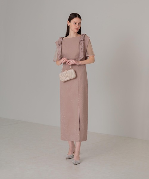 新品 レジャ 2WAY 花柄 リボンドットストーンIラインワンピース ドレス S セール】【LEJA】2WAY花柄リボンドットストーンIラインドレス