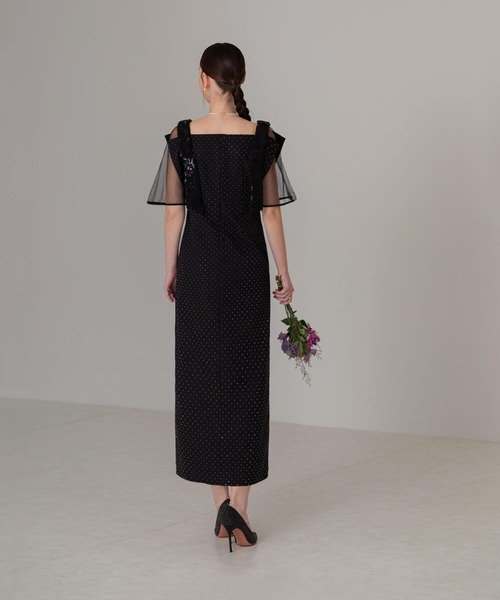 LEJA 2WAY花柄リボンドットストーンIラインドレス セール】【LEJA】2WAY花柄リボンドットストーンIラインドレス