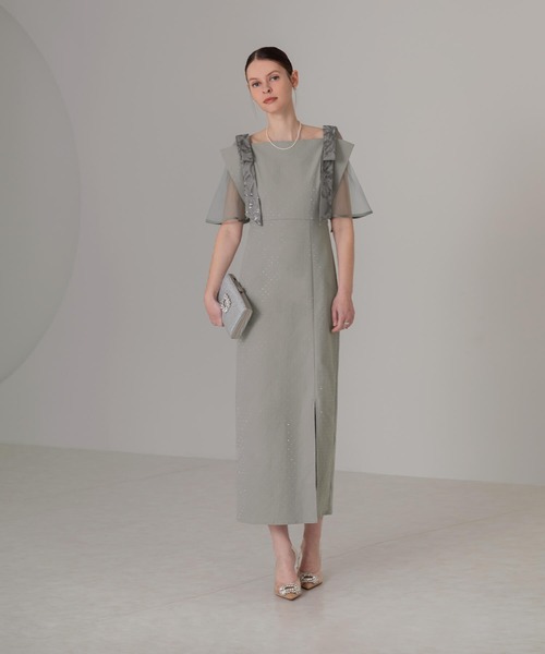 セール】【LEJA】2WAY花柄リボンドットストーンIラインドレス