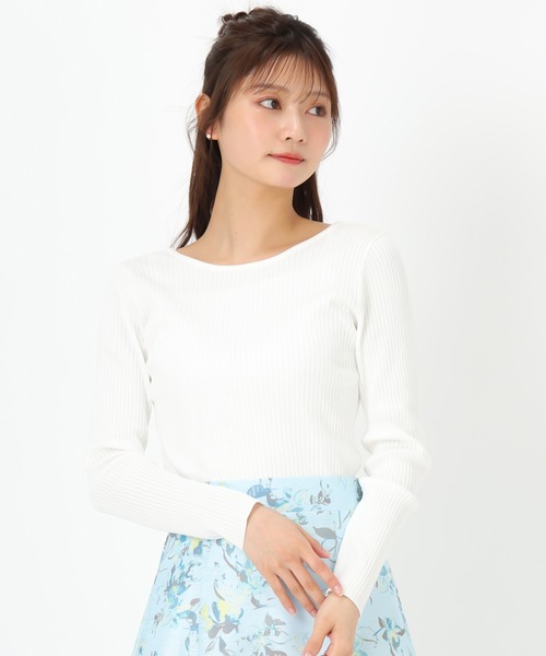 MISCH MASCH(ミッシュマッシュ)の「リボン2wayリブニット(ニット/セーター・レディース・ホワイト/ピンク/グリーン/ネイビー・フリ-)」の18枚目の写真