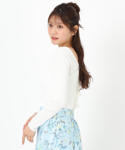 MISCH MASCH(ミッシュマッシュ)の「リボン2wayリブニット(ニット/セーター・レディース・ホワイト/ピンク/グリーン/ネイビー・フリ-)」の19枚目の写真