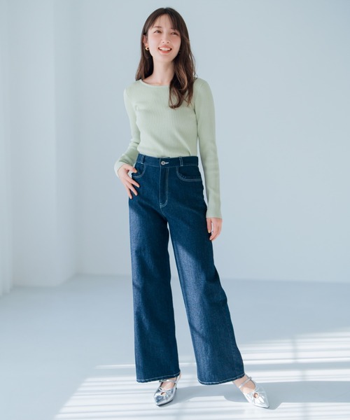 MISCH MASCH(ミッシュマッシュ)の「リボン2wayリブニット(ニット/セーター・レディース・ホワイト/ピンク/グリーン/ネイビー・フリ-)」の11枚目の写真