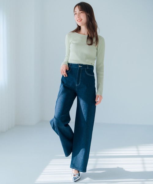 MISCH MASCH(ミッシュマッシュ)の「リボン2wayリブニット(ニット/セーター・レディース・ホワイト/ピンク/グリーン/ネイビー・フリ-)」の12枚目の写真