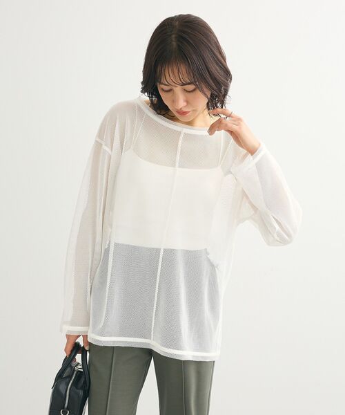 Green Parks(グリーンパークス)の「メッシュカットプルオーバー(Tシャツ/カットソー・レディース・ブラック/ホワイト/オレンジ・FREE)」の8枚目の写真