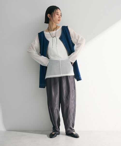 Green Parks(グリーンパークス)の「メッシュカットプルオーバー(Tシャツ/カットソー・レディース・ブラック/ホワイト/オレンジ・FREE)」の14枚目の写真