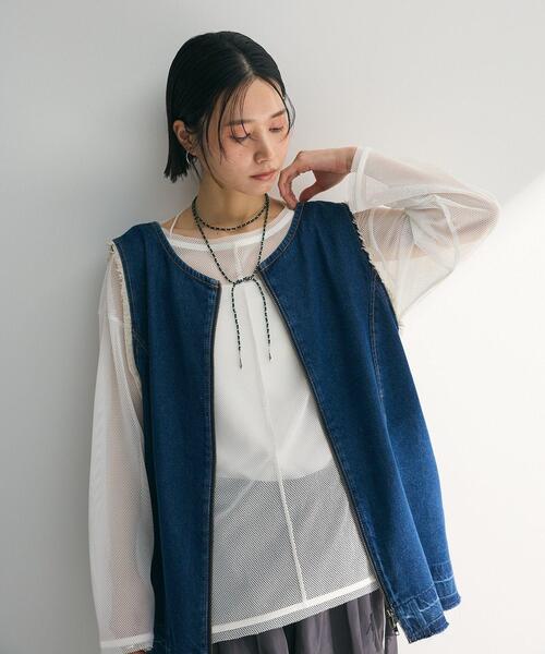 Green Parks(グリーンパークス)の「メッシュカットプルオーバー(Tシャツ/カットソー・レディース・ブラック/ホワイト/オレンジ・FREE)」の16枚目の写真