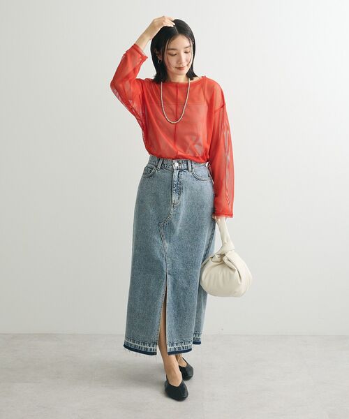 Green Parks(グリーンパークス)の「メッシュカットプルオーバー(Tシャツ/カットソー・レディース・ブラック/ホワイト/オレンジ・FREE)」の21枚目の写真