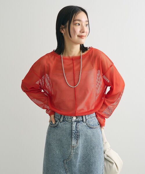 Green Parks(グリーンパークス)の「メッシュカットプルオーバー(Tシャツ/カットソー・レディース・ブラック/ホワイト/オレンジ・FREE)」の22枚目の写真