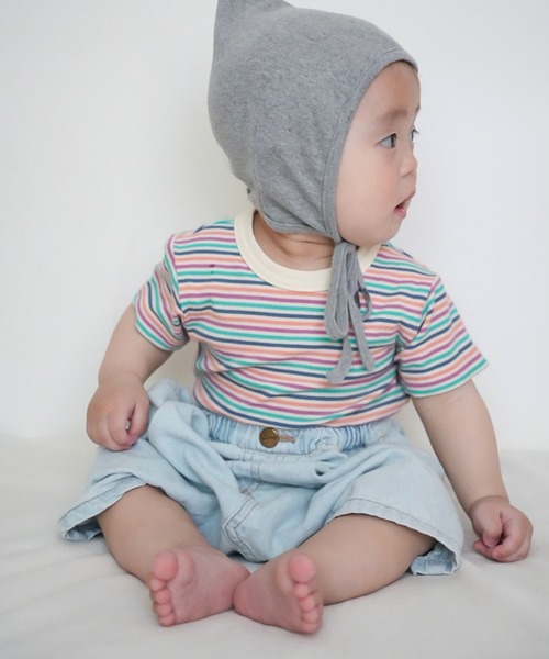 MAKE YOUR DAY（メイクユアデイ）の「テレコボーダーロンパス（ロンパース・キッズ・ブラック/イエロー/ミント/グリーン・80/70）」の3枚目の写真