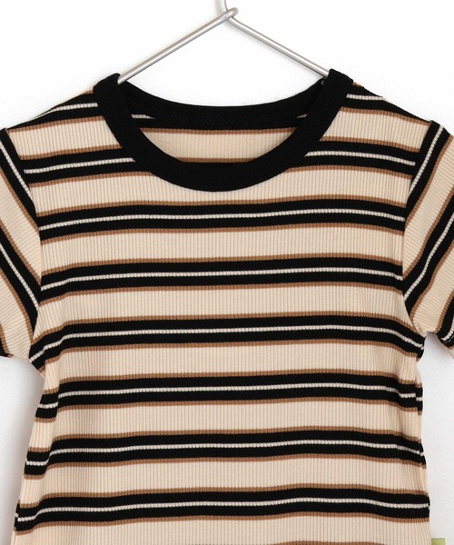 MAKE YOUR DAY（メイクユアデイ）の「テレコボーダーロンパス（ロンパース・キッズ・ブラック/イエロー/ミント/グリーン・80/70）」の13枚目の写真