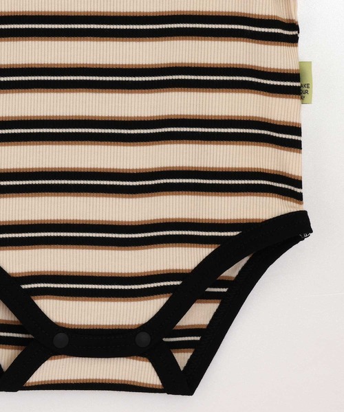 MAKE YOUR DAY（メイクユアデイ）の「テレコボーダーロンパス（ロンパース・キッズ・ブラック/イエロー/ミント/グリーン・80/70）」の15枚目の写真