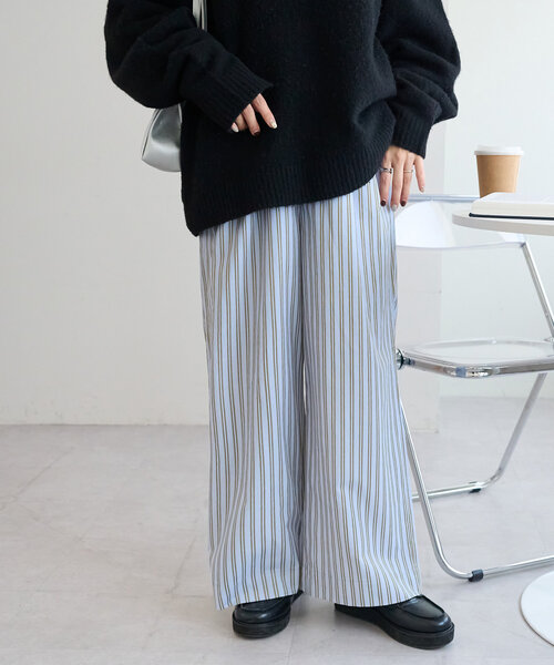 DISCOAT(ディスコート)の「アソートストライプワイドパンツ(その他パンツ・レディース・サックスブルー/イエロー・MEDIUM/LARGE)」の3枚目の写真