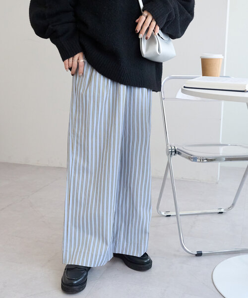 DISCOAT(ディスコート)の「アソートストライプワイドパンツ(その他パンツ・レディース・サックスブルー/イエロー・MEDIUM/LARGE)」の4枚目の写真