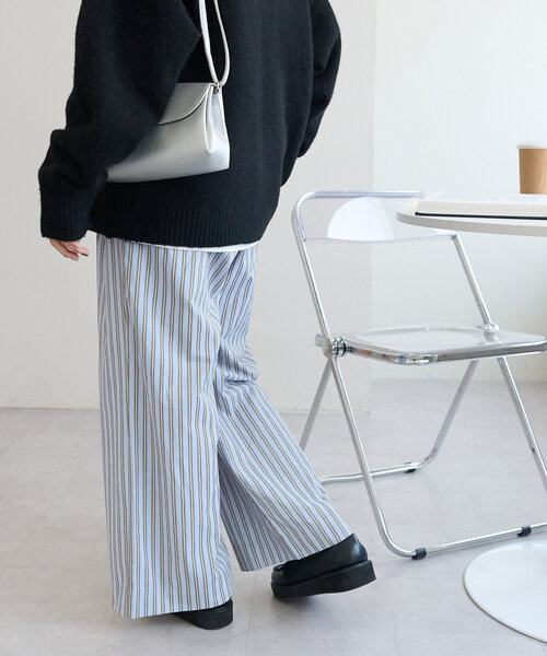 DISCOAT(ディスコート)の「アソートストライプワイドパンツ(その他パンツ・レディース・サックスブルー/イエロー・MEDIUM/LARGE)」の9枚目の写真