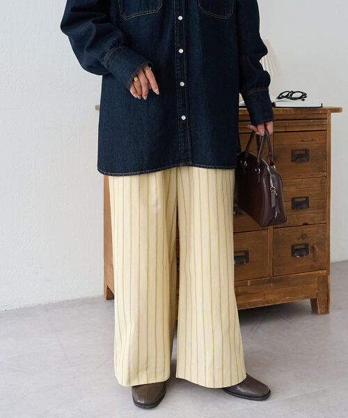 DISCOAT(ディスコート)の「アソートストライプワイドパンツ(その他パンツ・レディース・サックスブルー/イエロー・MEDIUM/LARGE)」の17枚目の写真