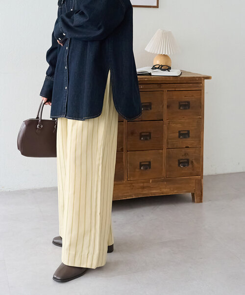 DISCOAT(ディスコート)の「アソートストライプワイドパンツ(その他パンツ・レディース・サックスブルー/イエロー・MEDIUM/LARGE)」の19枚目の写真