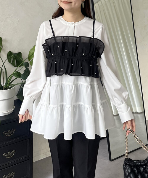 prose verse(プロズヴェール)の「【セットアイテム】ランダムパールビスチェ×ティアードブラウス(シャツ/ブラウス・レディース・オフホワイト・MEDIUM/LARGE)」の1枚目の写真