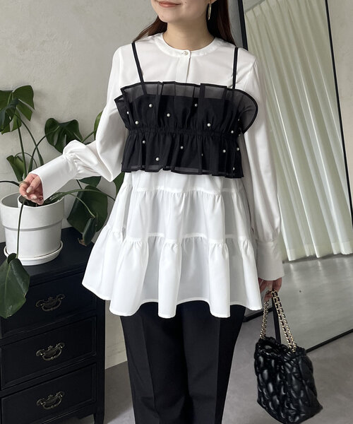 prose verse(プロズヴェール)の「【セットアイテム】ランダムパールビスチェ×ティアードブラウス(シャツ/ブラウス・レディース・オフホワイト・MEDIUM/LARGE)」の2枚目の写真