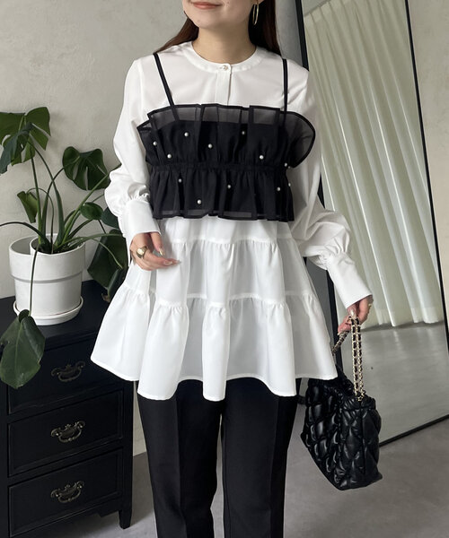 prose verse(プロズヴェール)の「【セットアイテム】ランダムパールビスチェ×ティアードブラウス(シャツ/ブラウス・レディース・オフホワイト・MEDIUM/LARGE)」の3枚目の写真