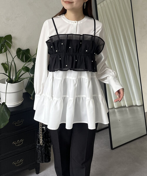 prose verse(プロズヴェール)の「【セットアイテム】ランダムパールビスチェ×ティアードブラウス(シャツ/ブラウス・レディース・オフホワイト・MEDIUM/LARGE)」の4枚目の写真